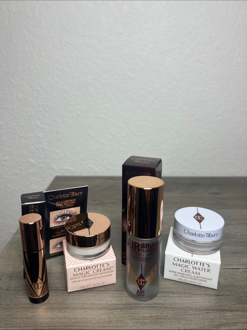 Charlotte Tilbury Magic Cream,Exagger-Eyes Mascara,Flawless Setting Spray Bundle